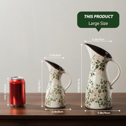 Ceramic Flower Vase for Home Decor (15-green and Beige)