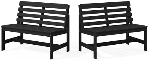 Armless Outdoor Bench (Black / 2 Person)