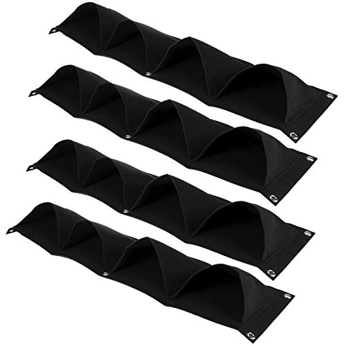 Vertical Hanging Outdoor Wall Planter 4Pcs 4 Pocket Plant Grow Bag Wall Mounted Reusable Degradable Felt Garden Planter