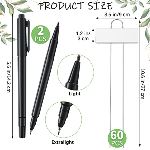 62 Pcs Metal Plant Labels Garden Markers Outdoor Weatherproof 10.6 Inch Stainless Steel Nursery Tags Reusable Bulk with Pens for Flower Fruit Vegetable Seedling (White Label With Black Ink)