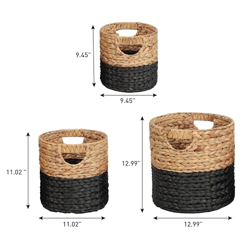 Avery 3 Piece Cylinder Nesting Baskets 13" (Black/Natural)