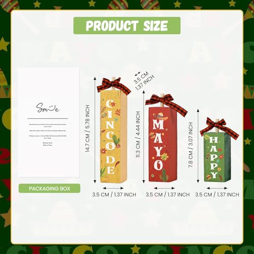 Smile Happy Cinco De Mayo Vertical Wooden Block Decor (Cinco)
