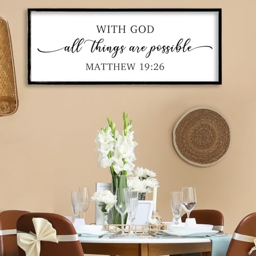 With God All Things are Possible Wall Decor 32"X12" Black (32"L x 12"W / With God All Things are Possible (Black))