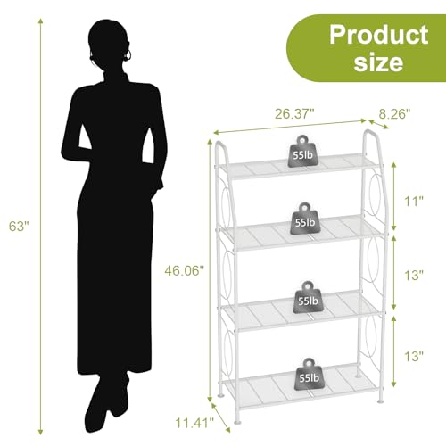Plant Stand 4 Tier Plant Shelf for Indoor Outdoor (White / 4 Tier)