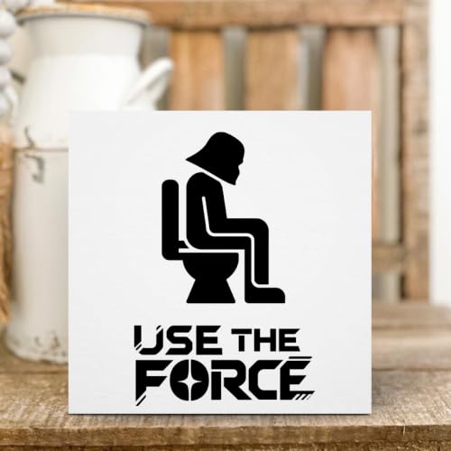 Bathroom Decor Use The Force Wooden Box Sign 5 x 5 Inches (White 1618 / Wooden box（5.1 x 5.1 inches）)