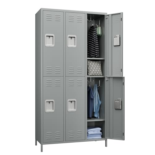Metal Storage Locker for Employees (Light Grey / 6 Door)