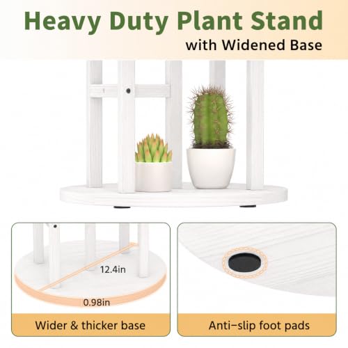 Wood Small Plant Stand Table Tall for Indoor Corner (Classic White / 5 Tier)