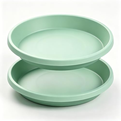 Plant Saucer Round 12 Inch Extra Large Pack of 2 Plant Saucers Heavy Duty Plastic Drip Trays for Large Pots (12" (2 Pack) / Light_green)