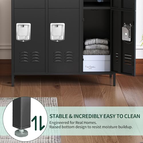 6 Doors Metal Employee Locker (6 Door-Upgraded / Black)