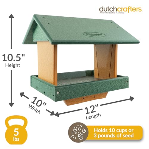 Poly Large Hopper Bird Feeder Post Mount for 4" x 4" (Turf Green & Cedar / Post Mount)