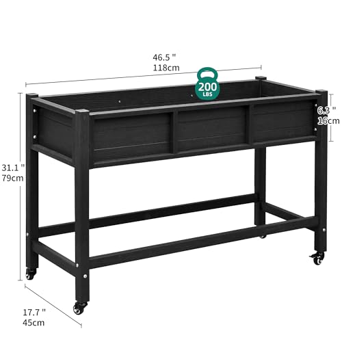 Raised Garden Bed HDPE (47x18x31in / Black)