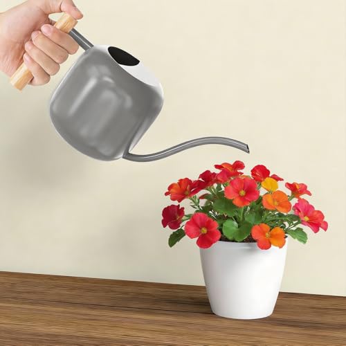 1.2L 41oz Metal Metal Watering Can with Long Spout (Gray)