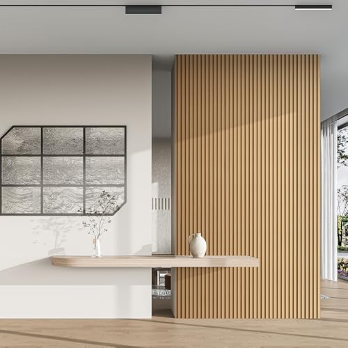 4 Pc 96"x5.7" Wood Slat Wall Panel for Interior (96 x 5.7 Inch / Slat Natural Wood)