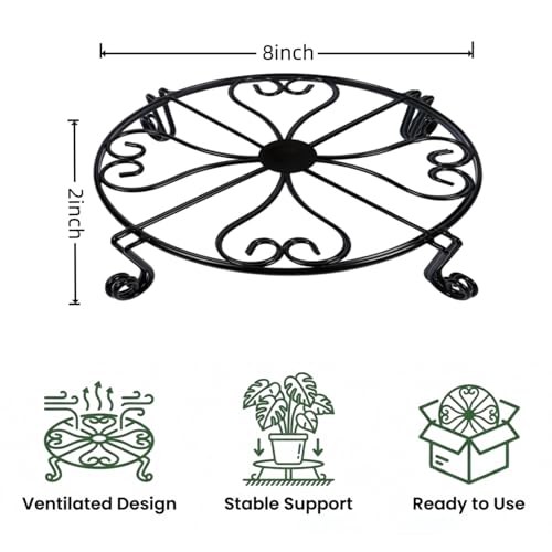 2 Pack 8" Metal Plant Stand Heavy Duty Plants Holder Outdoor Indoor