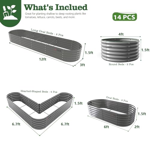 Anleolife 14 Bed Heart (Set of 14 / Cove-grey)