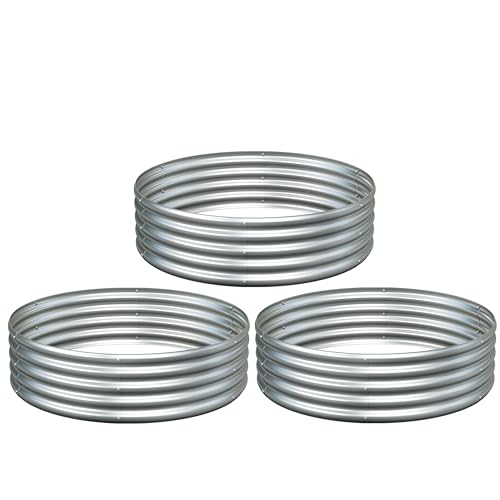 3PCS 4x4x1FT Galvanized Metal Raised Garden Bed (Silver / 4x4x1(3PCS))
