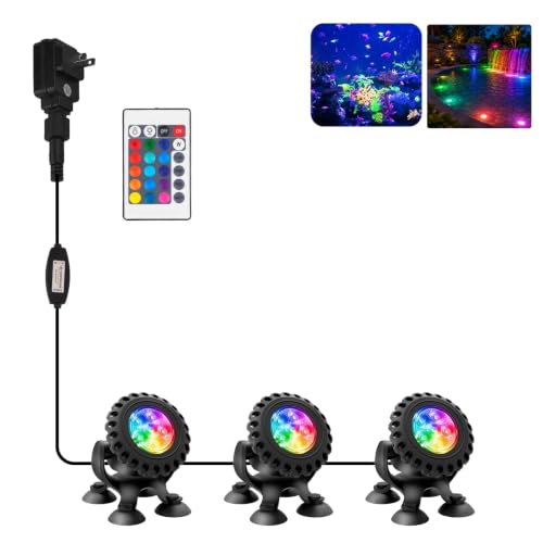Colored Pond Lights LED Underwater with Remote Control 3 Heads (Multicolor / Set of 3)