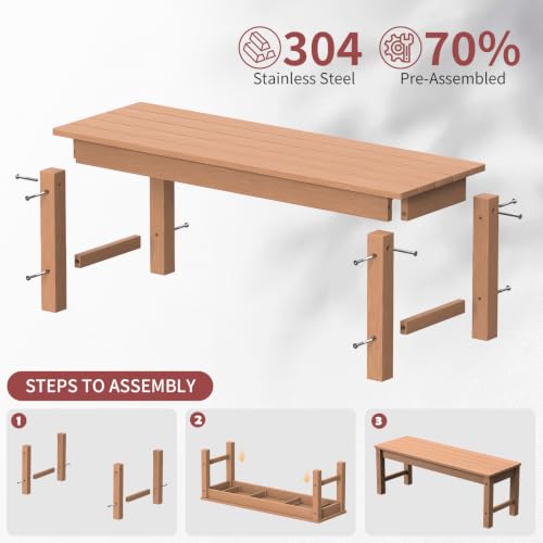 47" Backless HDPE Outdoor Bench for 2 (Teak / 2 pack)