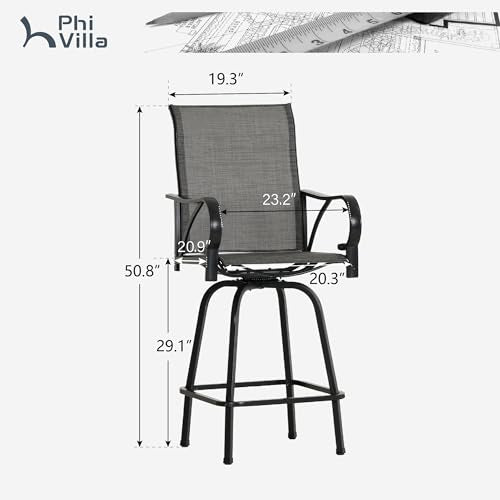 Outdoor Bar Stools 360°Swivel Set of 6 (Dark Gray / 6 Piece)