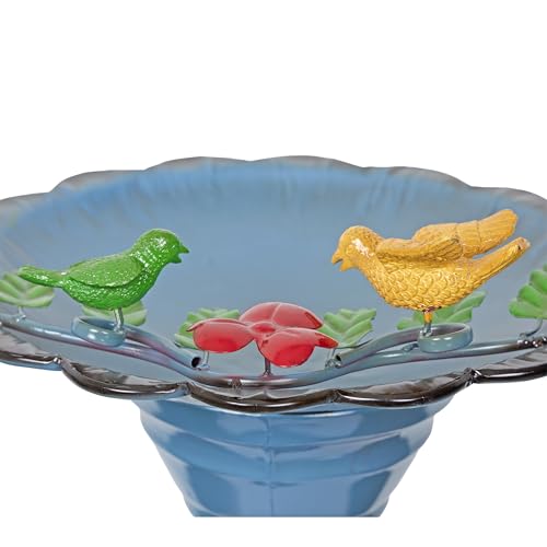 ORS112BL Vintage Metal Pedestal Birdbath with Stand