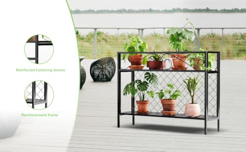 2 Tier Metal Narrow Plant Stand Indoor Outdoor 47.24L easy assembly