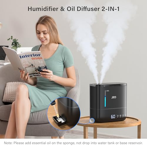 Top Fill 4L Humidifiers for Bedroom (Black 4L-B)