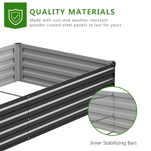 2PCS 7x3x1ft Galvanized Raised Garden Bed (7x3x1(2PCS) / Black)