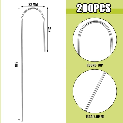 200 Pcs 5 8" Irrigation Drip Tubing Stakes 5 in J (Hold up to 5/8" Drip Tubing)