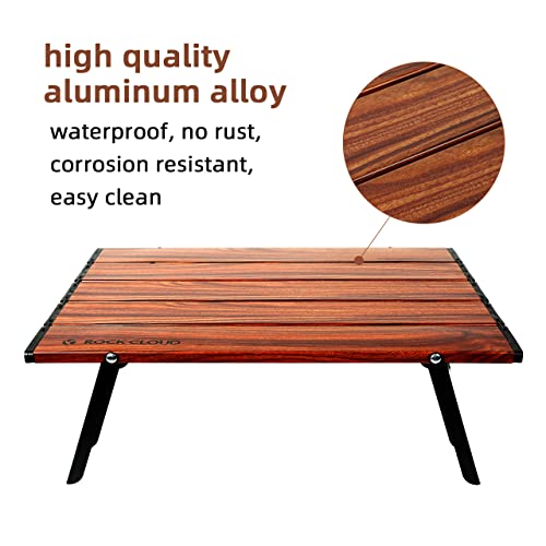 Portable Beach Table Aluminum Ultralight Folding Camping Table (Small / Classic / Wood Grain)