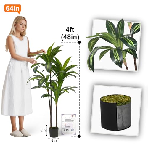 4ft Artificial Dracaena Tree for Home Decor (Dracaena Tree (4ft) / 4ft)