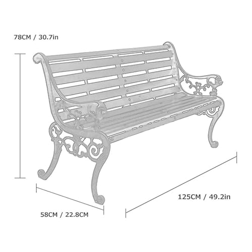 Outdoor Solid Wood Garden Park Bench for 2