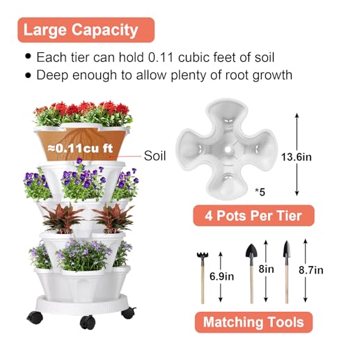 Vertical Planter Tower (White / 7 Tier)