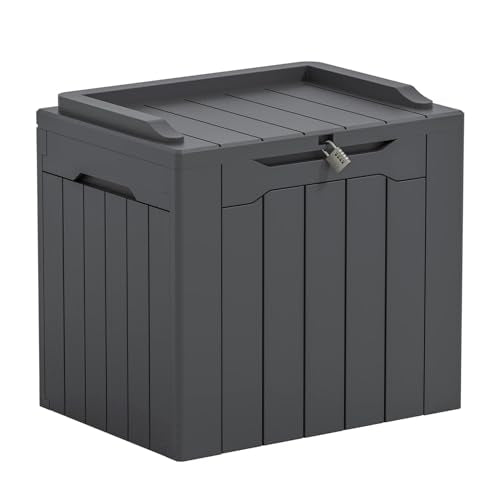 Outdoor Storage Box 31 Gallon Storage Box with Lid for Patio Furniture (31 Gallon / Dark Grey)