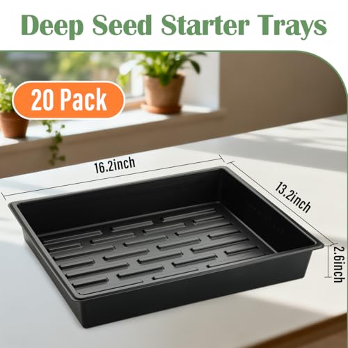 20 Pack Nursery Pots Trays (16.5" x 13.2" x 2.8" Tras - 20P)