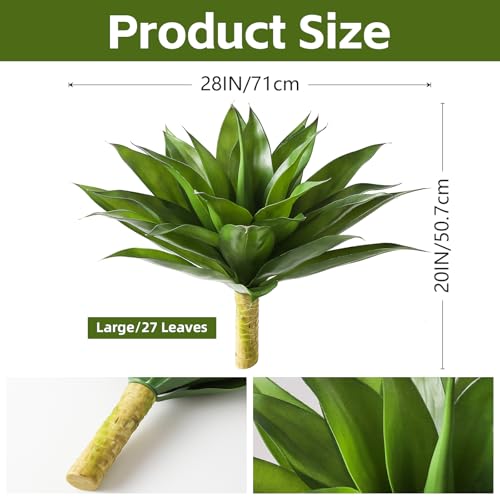 Succulents Plants Artificial Agave Plant 28Inch Large Faux Succulent Unpotted Aloe Premium Crafting DIY Greenery Decor for Indoor Outdoor (Unpotted Large Succulent - 2pcs Green / Succulent)