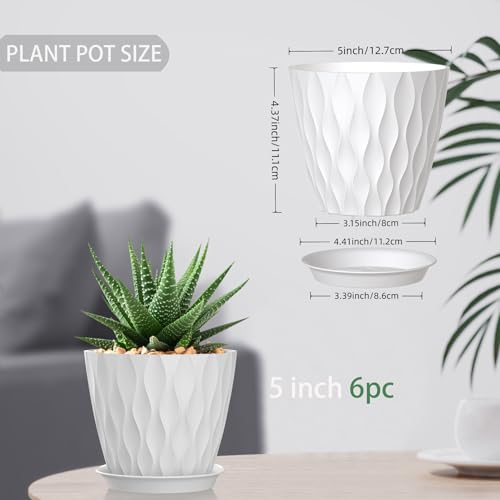 5 Inch Planter Pots (White / 5inch)