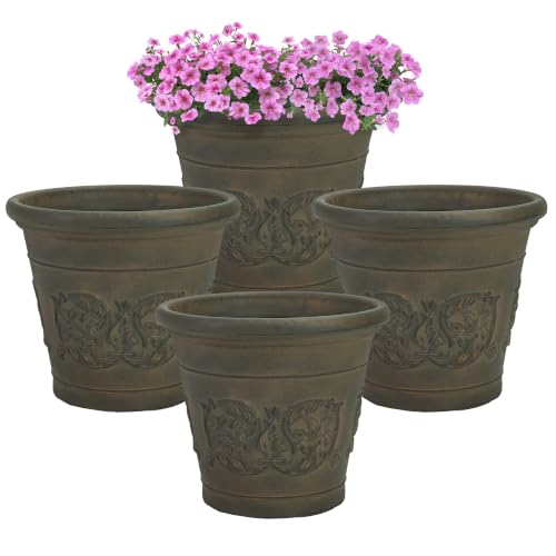 Sunnydaze Arabella 16'' Plastic Planter Pot for Plants (Sable / 16 in)