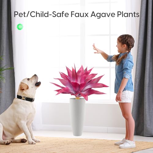 Fake Agave Plant Outdoor (Red White / 22 Inches)