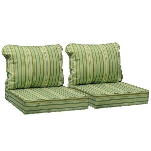 Outdoor Chair Cushions (Mossy Forest Stripe / 23.5"x25.5"x5" / 23.5"x19")