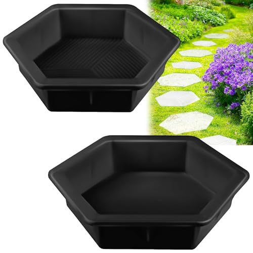 2 Size Hexagon Stepping Stone Mold (Black)