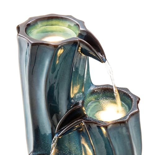 30" Tall Outdoor Water Fountain with LED Light (30"H / Turquoise)