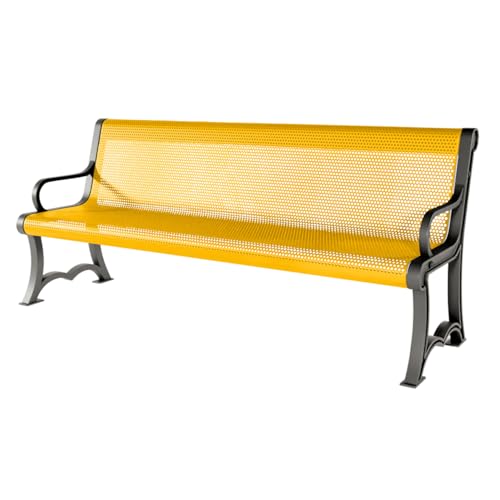 Bench, Yellow, Punched, 6Ft, with Back, Portable