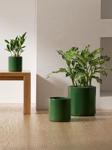 10+8+6 Inch Ceramic Pots for Plants (Bamboo Green)