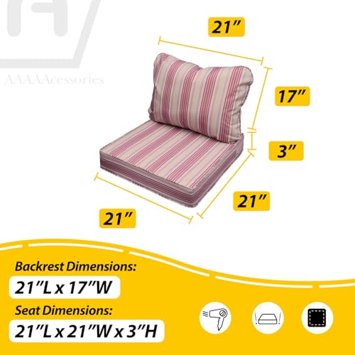 Outdoor Chair Cushions (Dusty Rose Garden Stripe / 21"x21"x3" / 21"x17")
