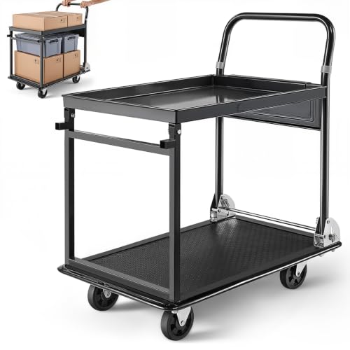 Heavy Duty 2 Tier Platform Hand Truck (28.7 x 18.5 x 32.3 in/ 730 x 470 x 820 mm)
