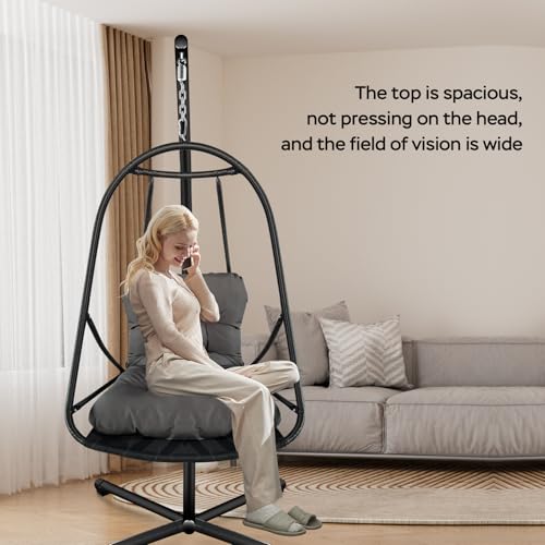 Swing Egg Chair Foldable Frame Hanging Chairs (Stand Brown)