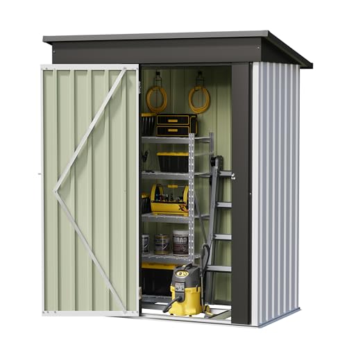 5x3 FT Outdoor Storage Shed with Floor Frame (White / 5x3 FT)