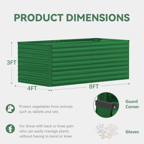 8x4x3ft Raised Garden Bed Outdoor (Green / 8x4x3 FT-2PC)