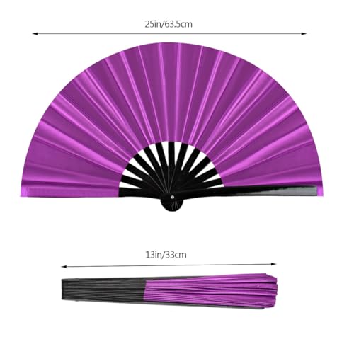 Large Folding Hand Fan for Line Dance (Dark Purple)