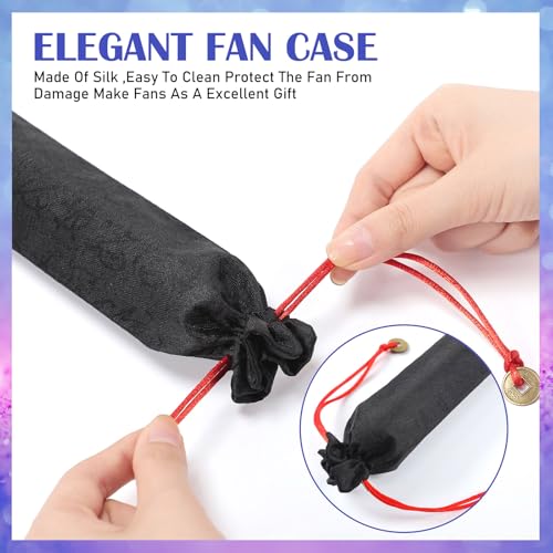 2 Packs Large Folding Hand Fans (Yellow and Blue)